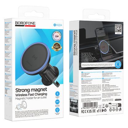 Caricabatterie Auto Wireless Borofone BH224 Flash, 15W, 1.67A, Nero