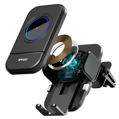 Caricatore Auto Wireless BWOO ZJ137, 15W, 1.67A, Nero
