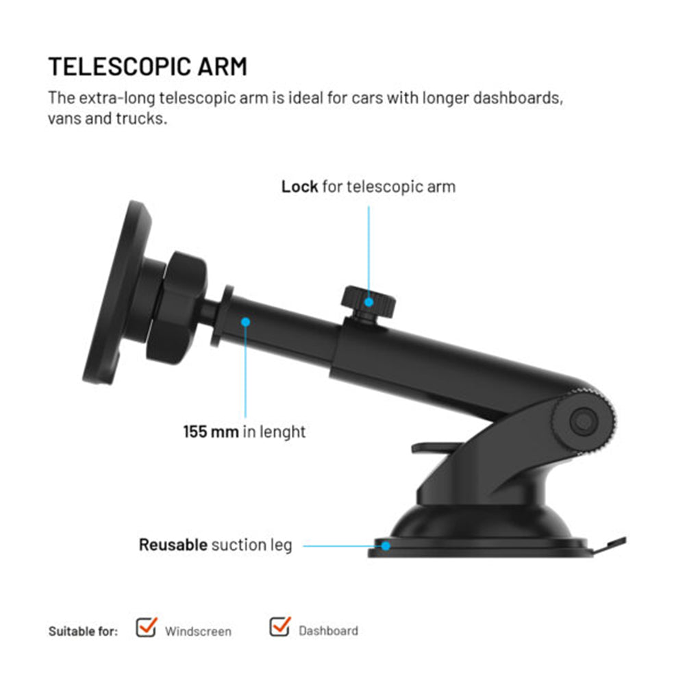 Caricabatterie Auto Wireless Fixed MagRound 2 XL, 15W, 1.67A, Nero