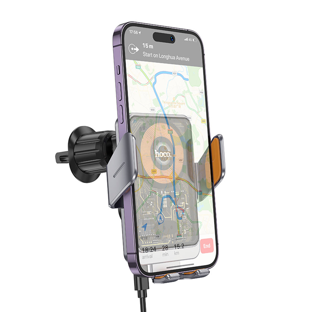 Caricabatterie Auto Wireless HOCO HW7, 15W, 1.67A, Nero