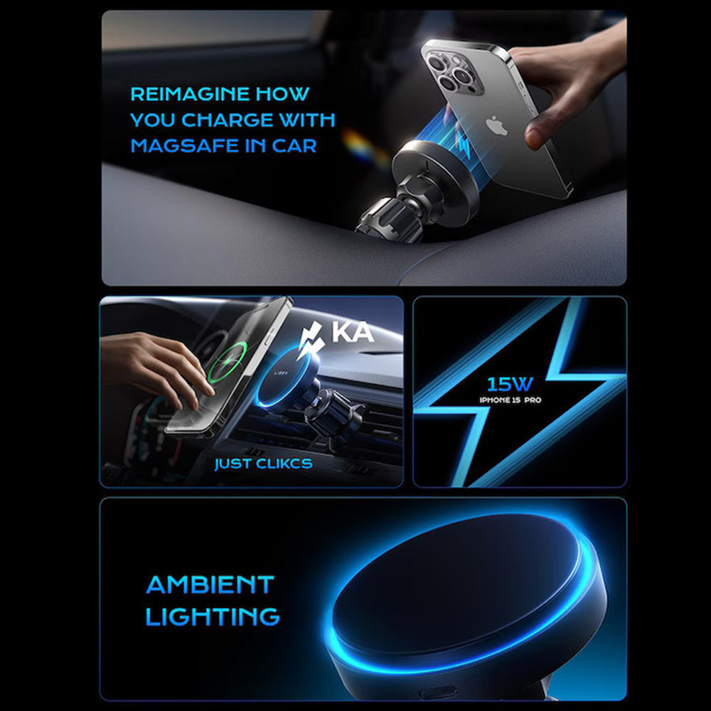 Lisen Wireless Car Charger, 15W, 1.67A, Black YL0225070006