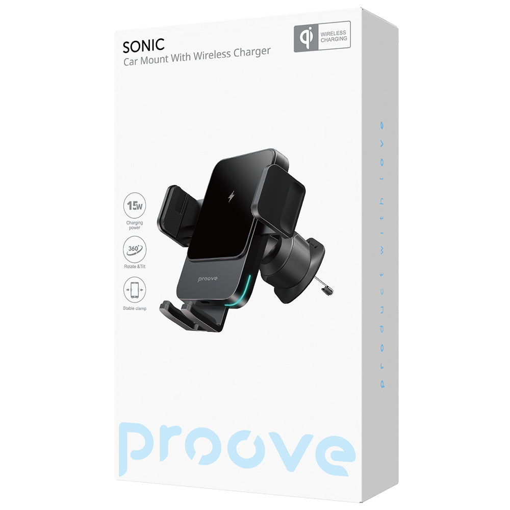 Caricabatterie Auto Wireless Proove Sonic, 15W, 1.67A, Grigio WHSN15002001