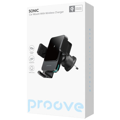 Caricabatterie Auto Wireless Proove Sonic, 15W, 1.67A, Grigio WHSN15002001