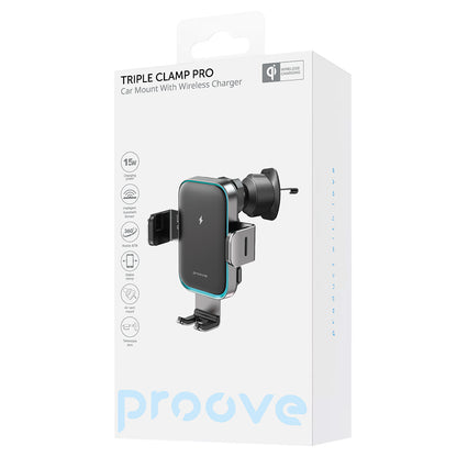 Proove Triple Clamp Pro Wireless Car Charger, 15W, 1.67A, Gray WHTP15010004