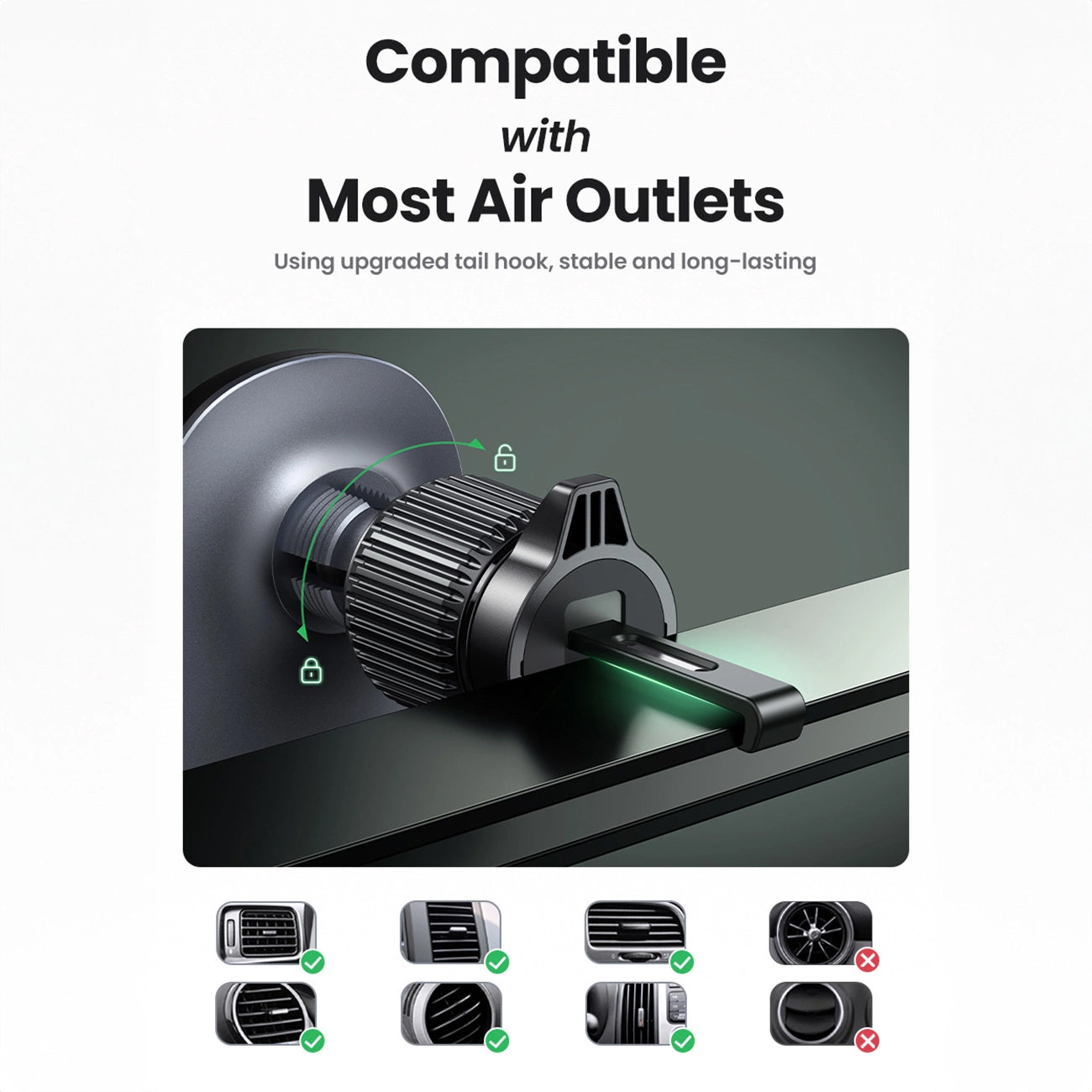 Caricabatterie Auto Wireless UGREEN CD345 Vent, 15W, 1.67A, Nero