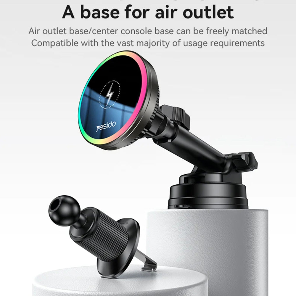 Caricabatterie Auto Wireless Yesido C315, 15W, 1.67A, Nero