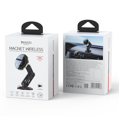 Caricatore Auto Wireless Yesido C317, 15W, 1.67A, Nero