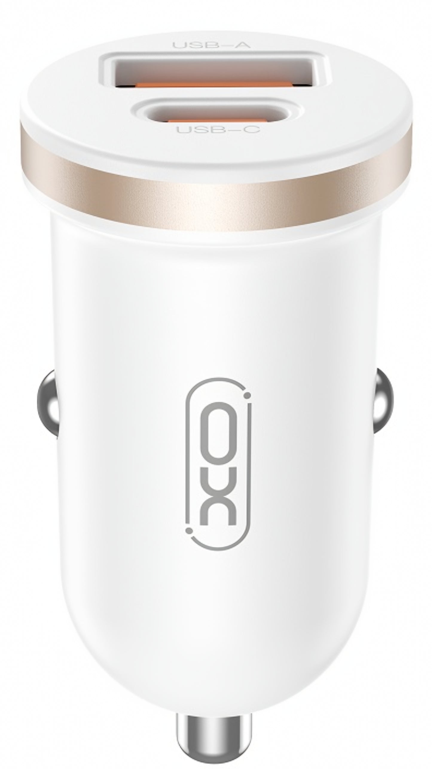 XO Design CC56 Car Charger, 30W, 3A, 1 x USB-A - 1 x USB-C, White