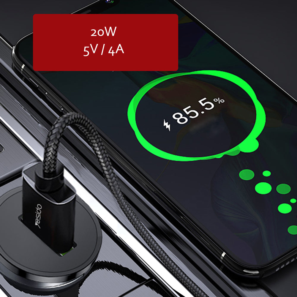 Caricabatterie Auto Yesido Y38, 18W, 3A, 1 x USB-A, Nero