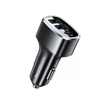 Caricabatterie Auto Yesido Y47, 49W, 3A, 2 x USB-A - 1 x USB-C, Nero