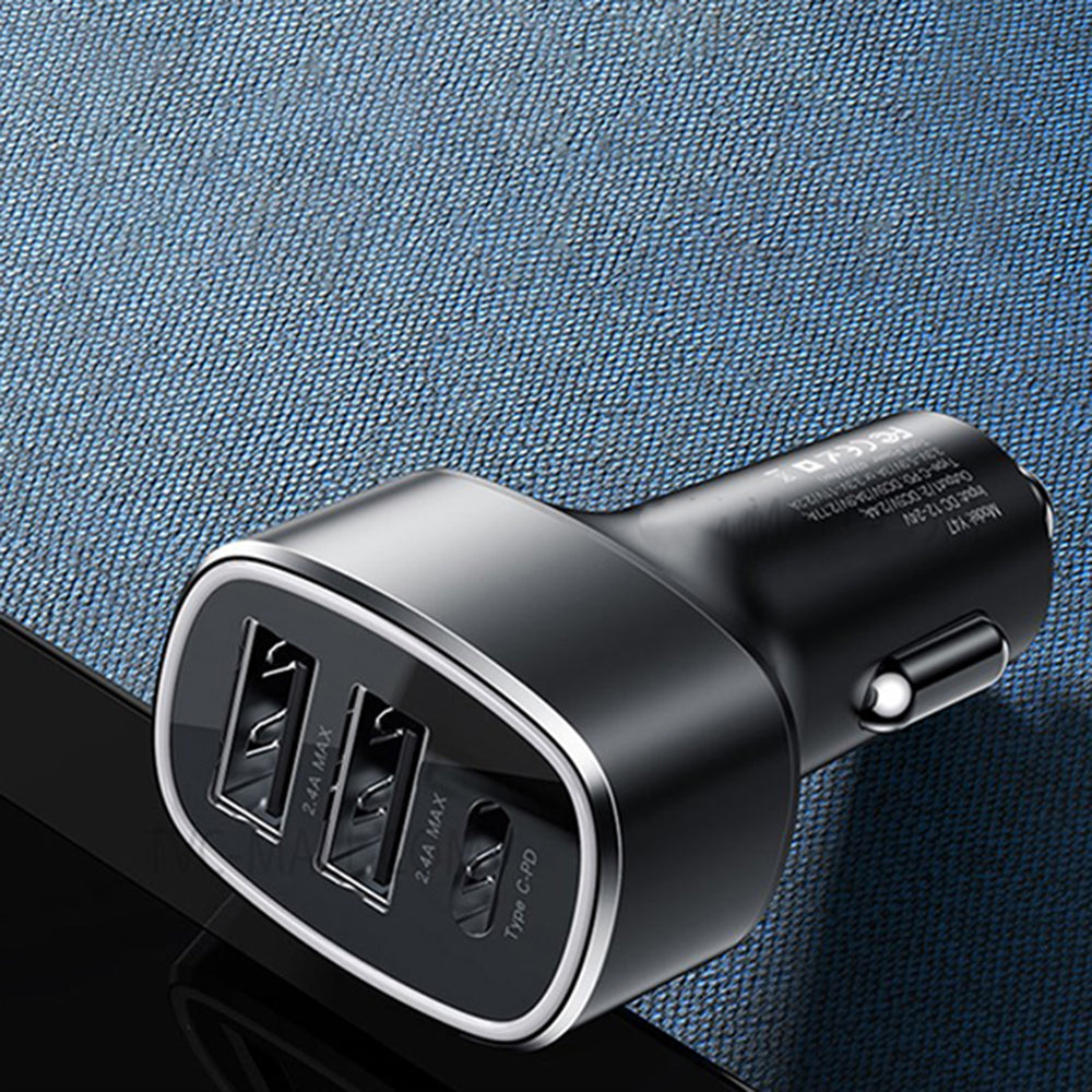 Caricabatterie Auto Yesido Y47, 49W, 3A, 2 x USB-A - 1 x USB-C, Nero