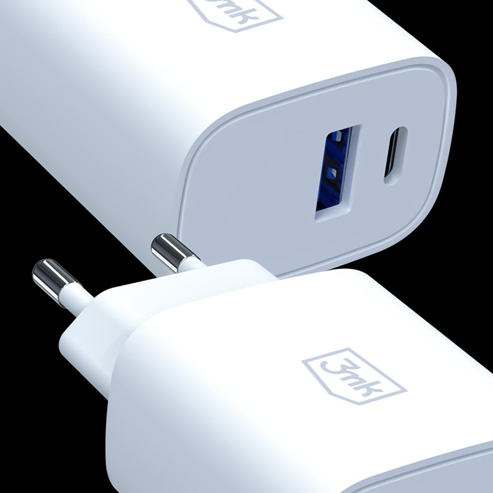 Caricatore da rete 3MK FlowPower, 25W, 1 x USB-A - 1 x USB-C, Bianco