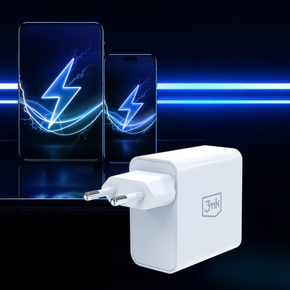 Caricatore da rete 3MK FlowPower, 45W, 1 x USB-A - 1 x USB-C, Bianco