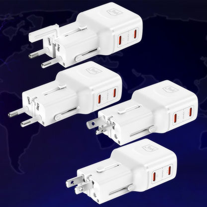 3MK Globe Travel Wall Charger, 45W, 3A, 2 x USB-C, White