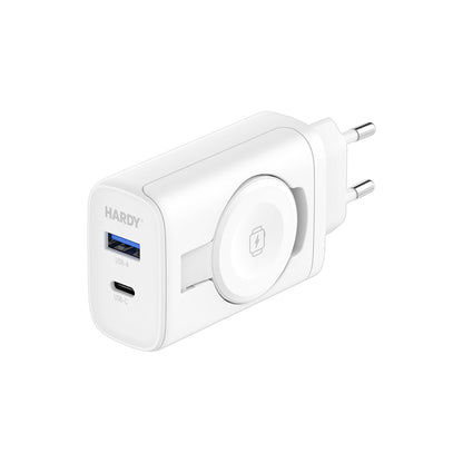 Caricabatterie Rete 3MK Hardy 2in1, 33W, 3A, 1 x USB-A - 1 x USB-C, Bianco