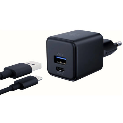 Caricabatterie Retea 3MK Hyper, 20W, 3A, 1 x USB-A - 1 x USB-C, Nero