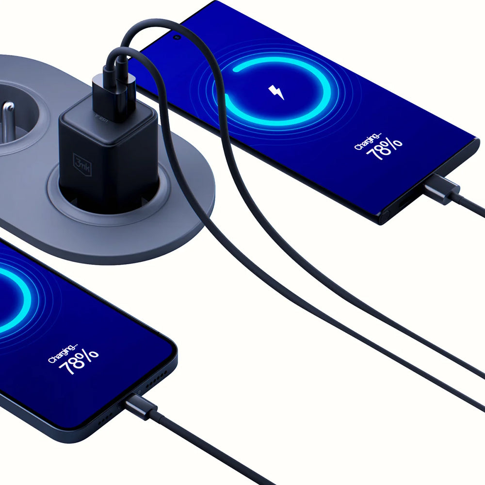 Caricabatterie Retea 3MK Hyper, 20W, 3A, 1 x USB-A - 1 x USB-C, Nero