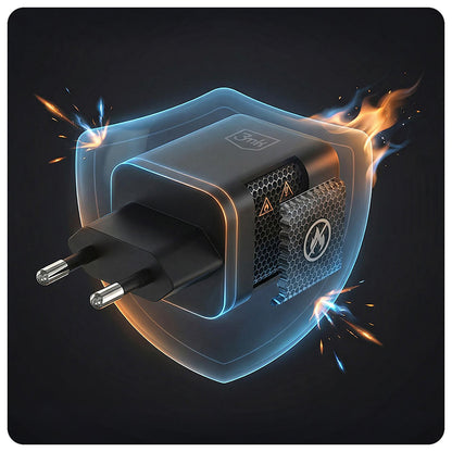 Caricatore da rete 3MK Hyper, 45W, 2 x USB-C, Nero