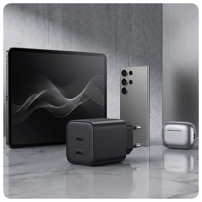 Caricatore da rete 3MK Hyper, 45W, 2 x USB-C, Nero