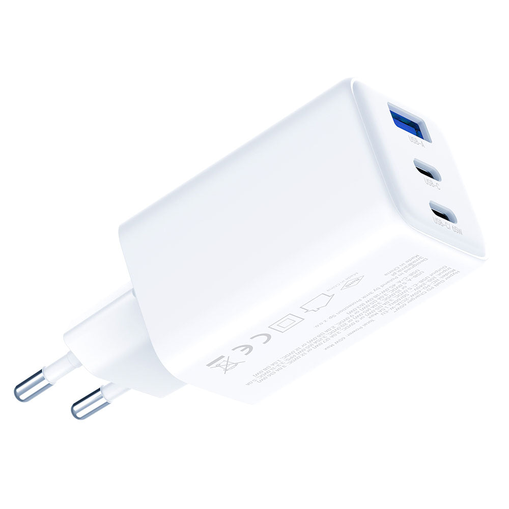 Caricabatterie Retea 3MK Hyper, 65W, 3.25A, 1 x USB-A - 2 x USB-C, Bianco