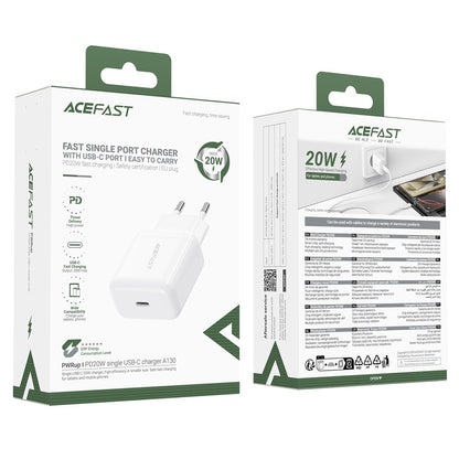 Caricabatterie Retea Acefast A130, 20W, 3A, 1 x USB-C, Bianco