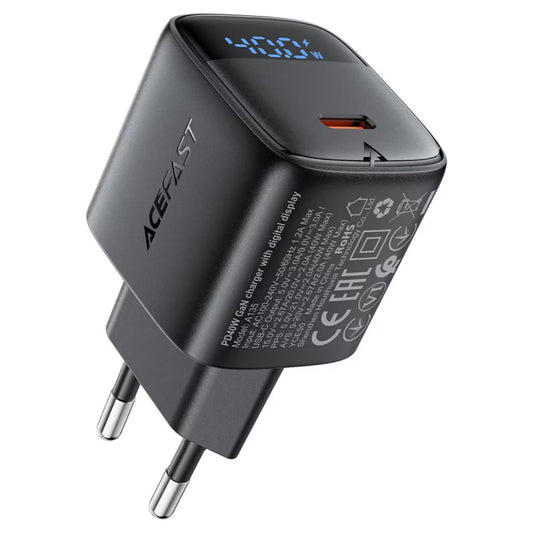 Caricabatterie Retea Acefast A135 Display, 45W, 3A, 1 x USB-C, Nero