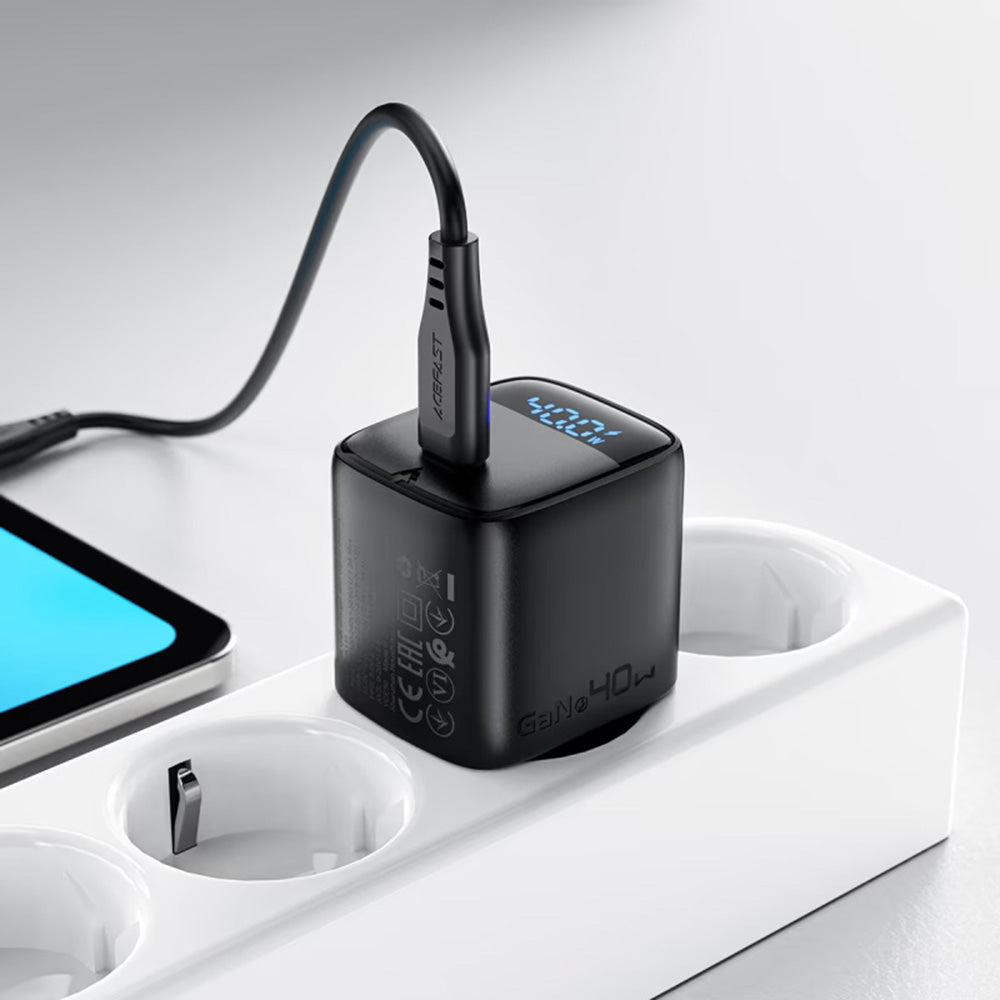Caricabatterie Retea Acefast A135 Display, 45W, 3A, 1 x USB-C, Nero