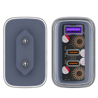 Acefast A45 Exploration Network Charger, 65W, 3.25A, 1 x USB-A - 2 x USB-C, Gray