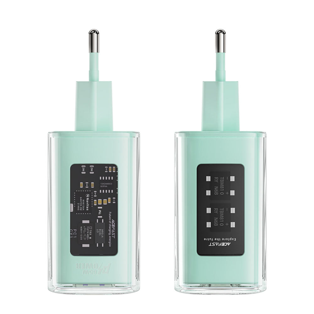 Acefast A45 Exploration Network Charger, 65W, 3.25A, 1 x USB-A - 2 x USB-C, Green