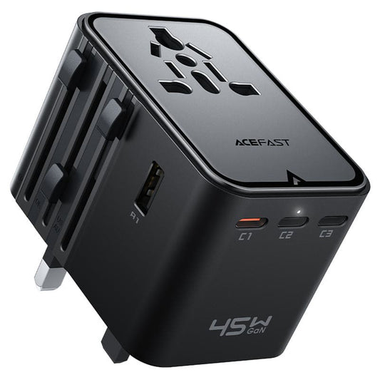 Caricabatterie da rete Acefast Z8 Travel, 45W, 3A, 2 x USB-A - 3 x USB-C, Nero