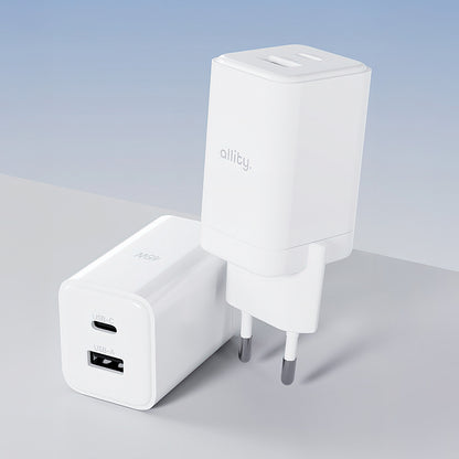 Caricabatterie Rete Allity. ATC-01-45WCC Fast, 45W, 3A, 1 x USB-A - 1 x USB-C, Bianco
