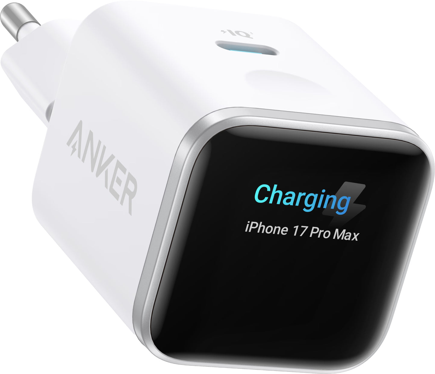 Caricatore da rete Anker Nano Display, 45W, 3A, 1 x USB-C, Bianco A121DG21