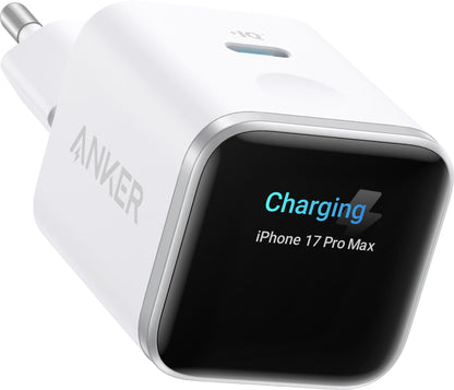 Caricatore da rete Anker Nano Display, 45W, 3A, 1 x USB-C, Bianco A121DG21