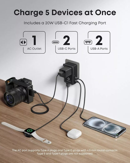 Caricabatterie Retea Anker Nano Travel, 20W, 3A, 2 x USB-A - 2 x USB-C, Nero A9215H11