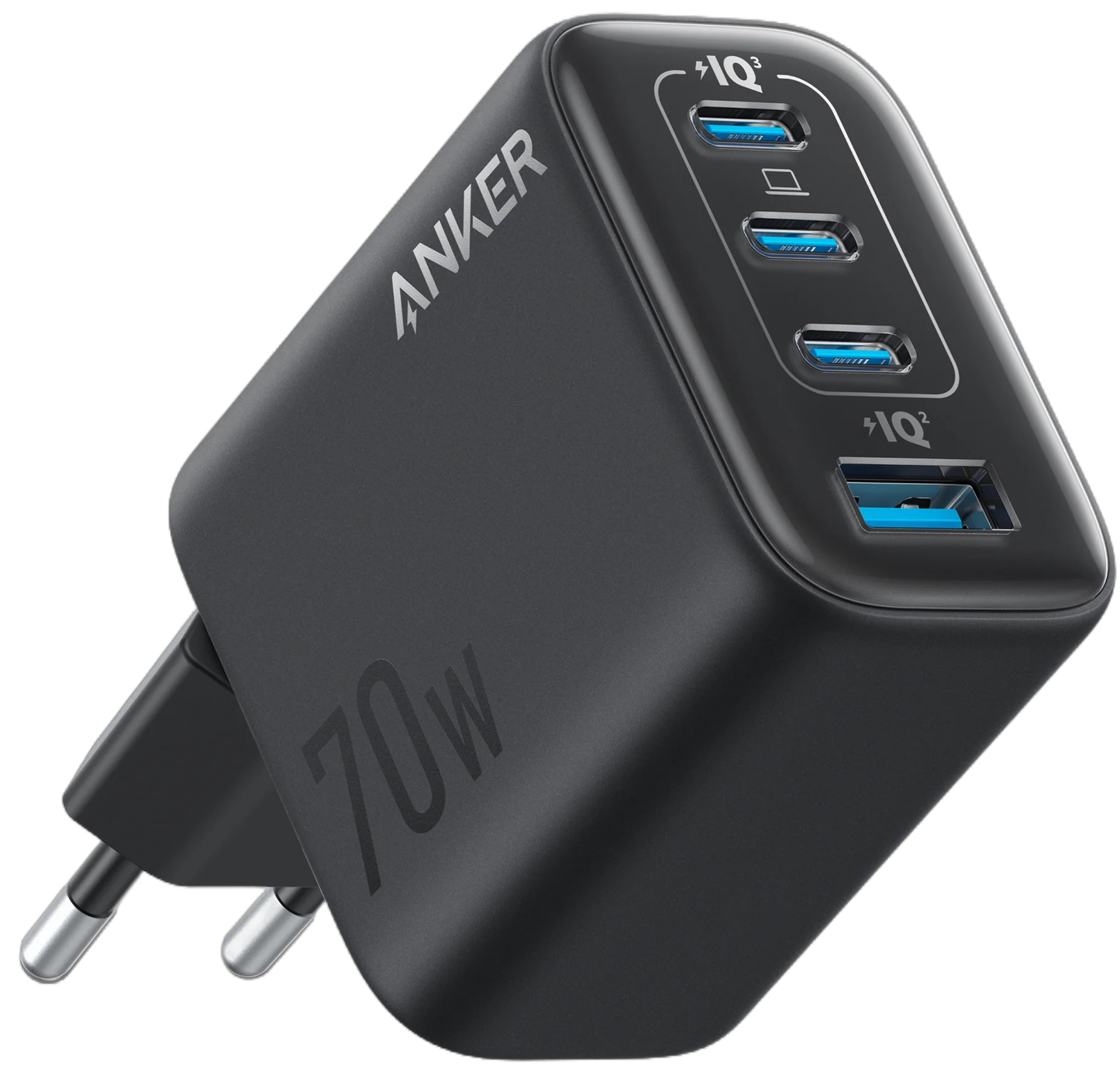 Anker Zolo Wall Charger, 70W, 1 x USB-A - 3 x USB-C, Black A121CG11