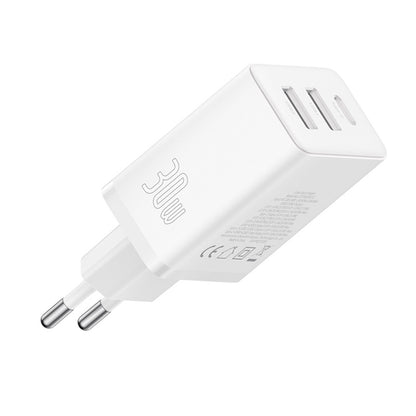 Caricabatterie Retea Baseus Cube, 30W, 3A, 2 x USB-A - 1 x USB-C, Bianco P10111402213-00