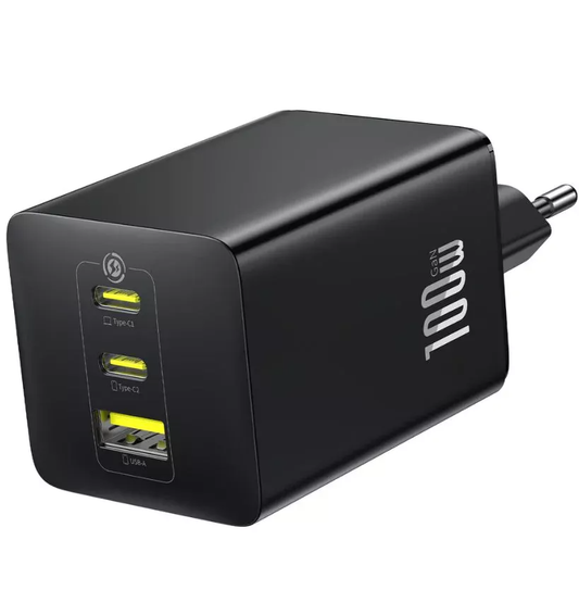 Caricabatterie Rete Baseus EnerFill FE11, 100W, 5A, 1 x USB-A - 2 x USB-C, Grigio P10182102123