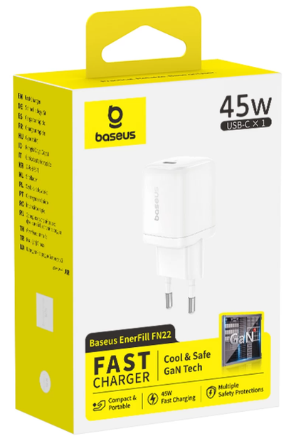 Caricatore da rete Baseus EnerFill FN22, 45 W, 3 A, 1 x USB-C, Bianco E0123301