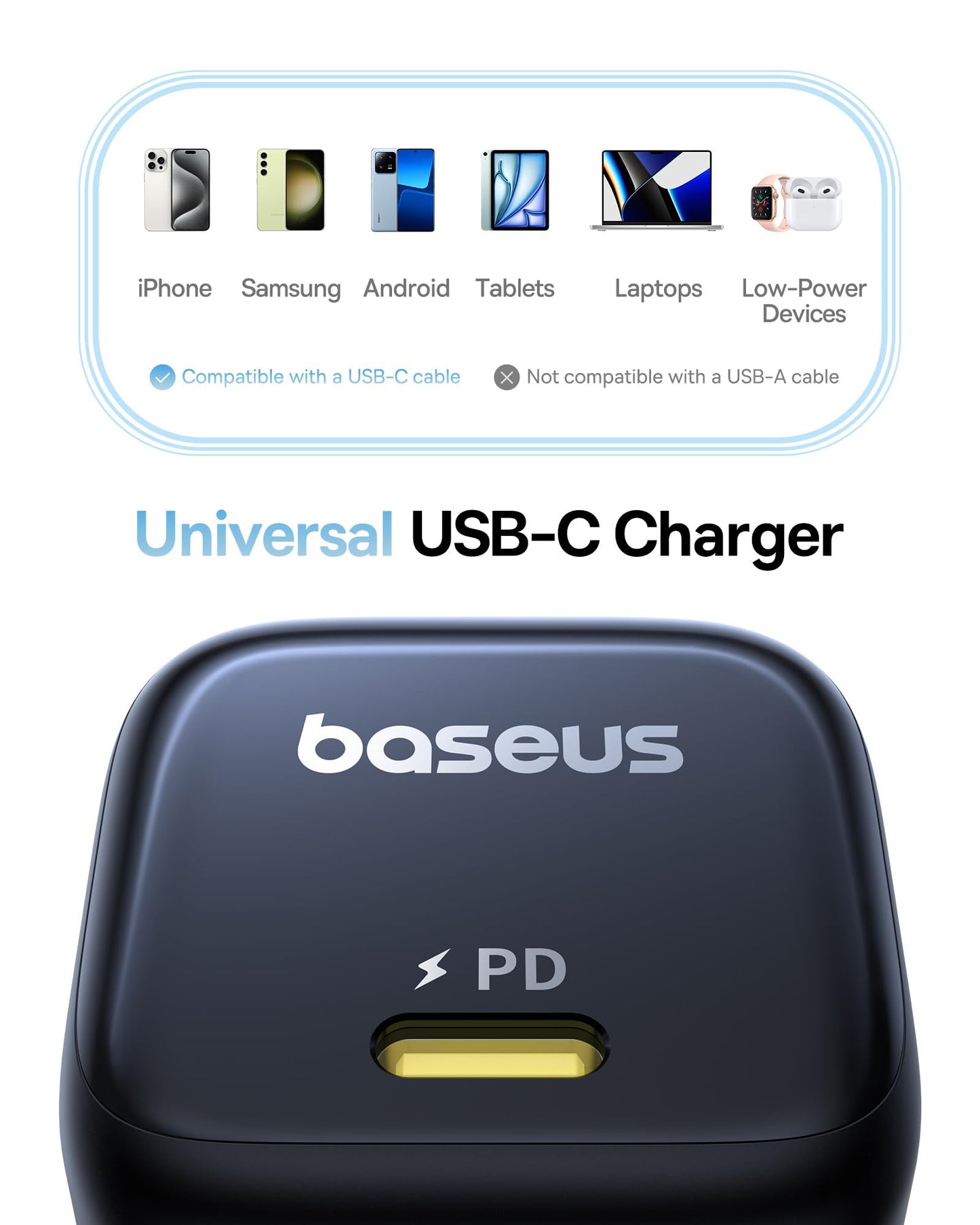 Caricabatterie da Rete Baseus PicoGo, 45W, 3A, 1 x USB-C, Nero P10176800123-00