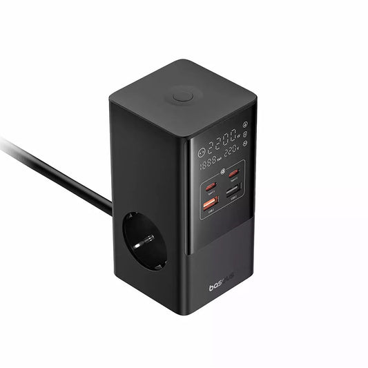 Caricabatterie Rete Baseus PowerCombo, 35W, 5A, 2 x USB-A - 2 x USB-C - 3 x Schuko, Nero, Ricondizionato E00023606113-00