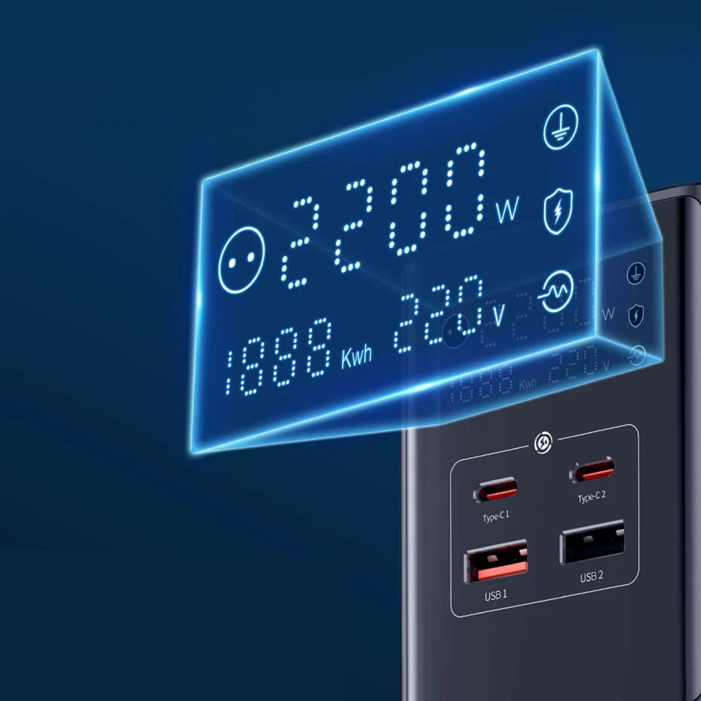 Caricabatterie Rete Baseus PowerCombo, 35W, 5A, 2 x USB-A - 2 x USB-C - 3 x Schuko, Nero, Ricondizionato E00023606113-00