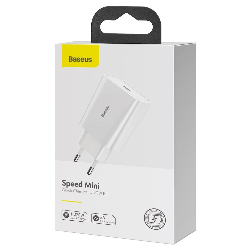 Caricabatterie da Rete Baseus Speed Mini, 20W, 3A, 1 x USB-C, Bianco CCFS-SN02
