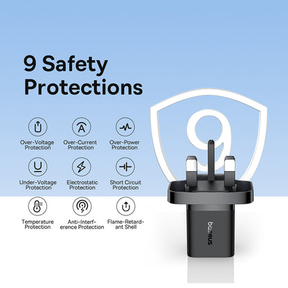 Caricabatterie Retea Baseus UK, 20W, 3A, 1 x USB-C, Nero P10110907113-00