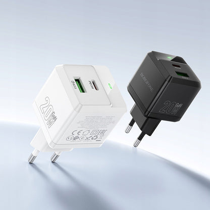 Caricabatterie Retea Borofone BN19 Intenso, 20W, 3A, 1 x USB-A - 1 x USB-C, Nero