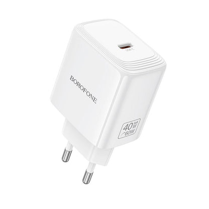 Caricatore da rete Borofone BN33 Fuente, 40W, 1 x USB-C, Bianco