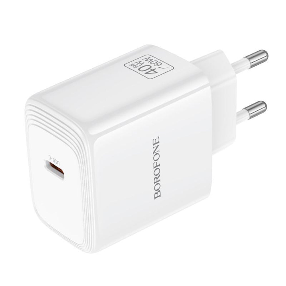 Caricatore da rete Borofone BN33 Fuente, 40W, 1 x USB-C, Bianco