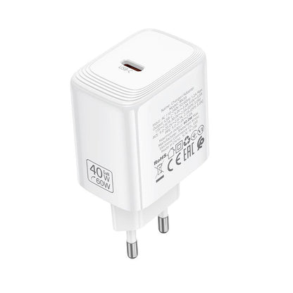 Caricatore da rete Borofone BN33 Fuente, 40W, 1 x USB-C, Bianco