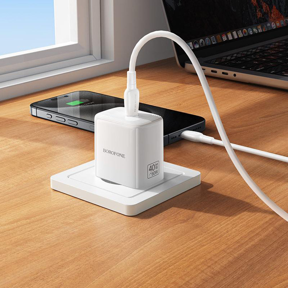 Caricatore da rete Borofone BN33 Fuente, 40W, 1 x USB-C, Bianco