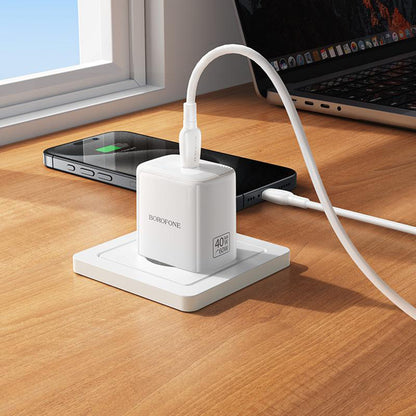 Caricatore da rete Borofone BN33 Fuente, 40W, 1 x USB-C, Bianco