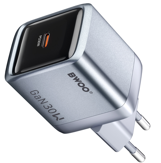 Caricatore da rete BWOO BO-CDA236, 30W, 3A, 1 x USB-C, Grigio